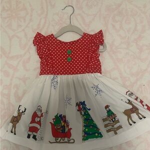 Eleanor Rose Christmas Dress Festive Holiday Dress with Santa and Reindeer